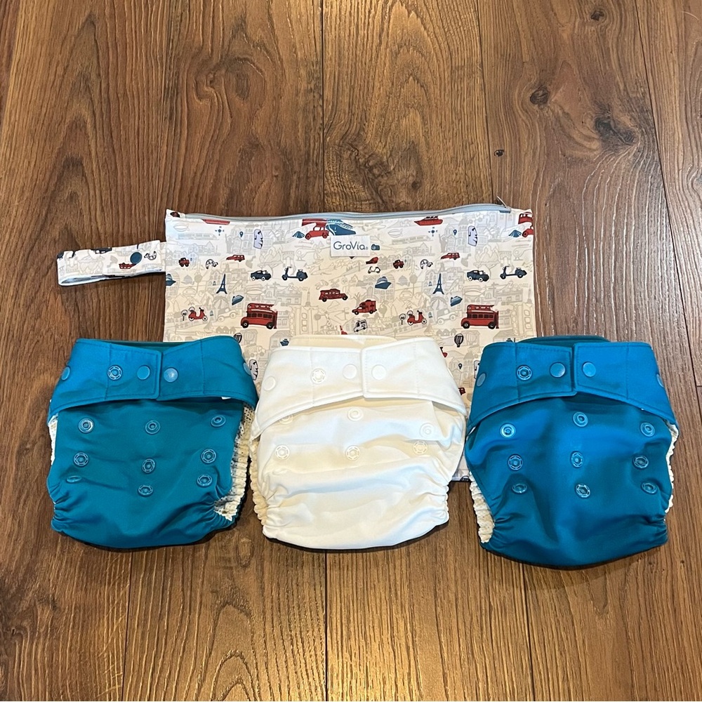 GroVia Snap Adjustable Cloth Diaper Covers Travel Wet Bag Boy Baby Toddler